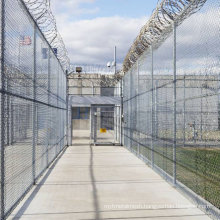 High Security Galvanized Chain Link Prison Fence with Razor Wire on Top